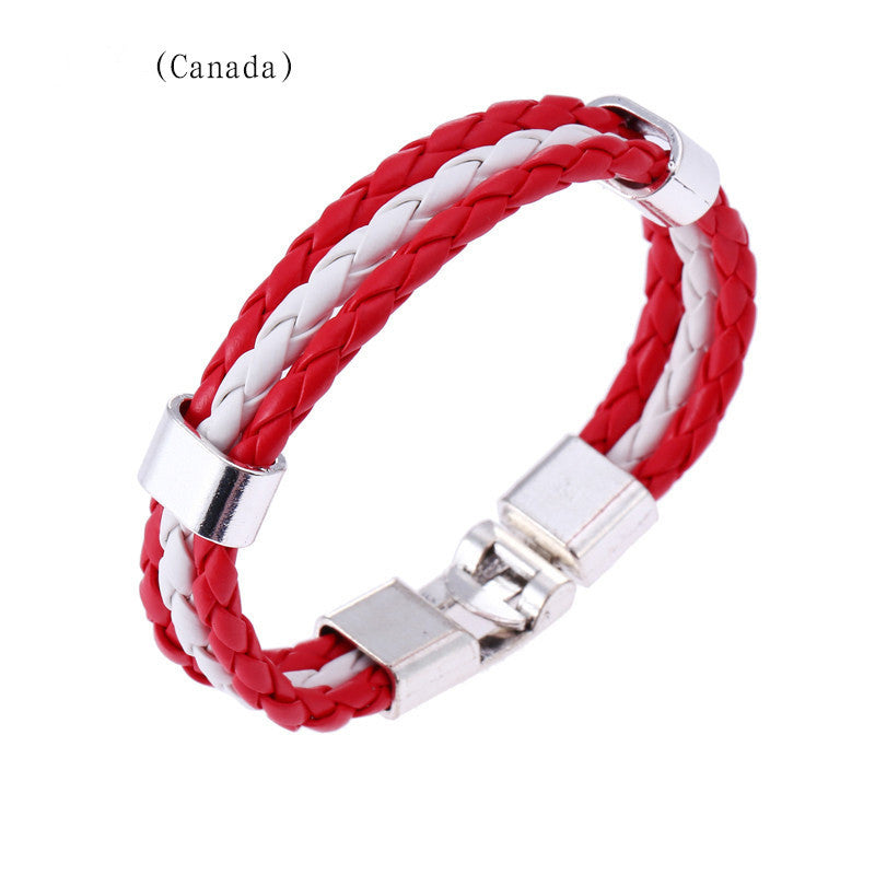 Flag Color Leather Bracelet PU Leather Bracelet