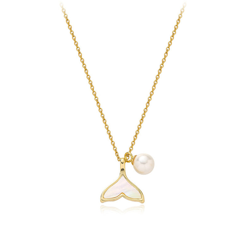 Titanium Steel Fishtail Pearl Necklace For Women Niche Design Light Luxury