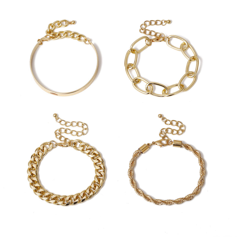 Smooth C-shaped mixed twist chain bracelet
