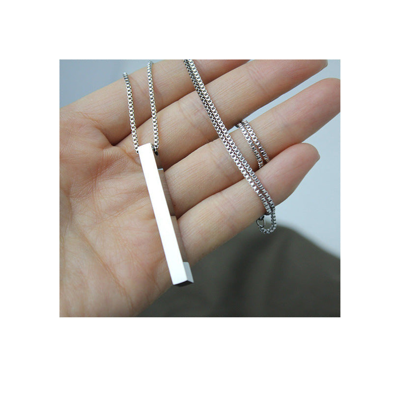 Stainless steel rectangular long necklace