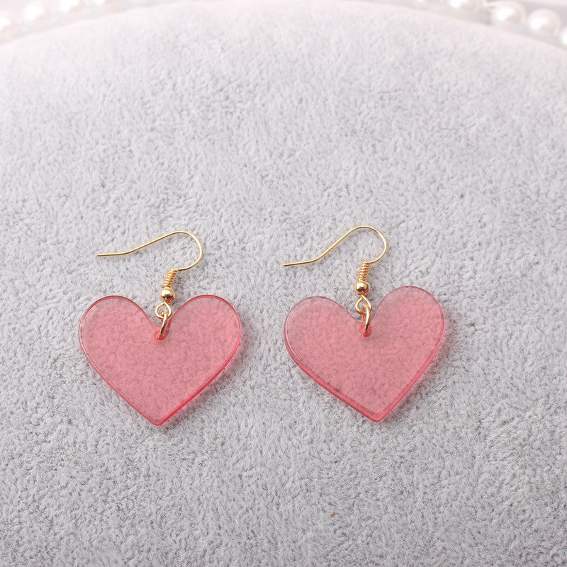 Japanese And Korean Trend Personality Retro Acrylic  Peach Heart Earrings