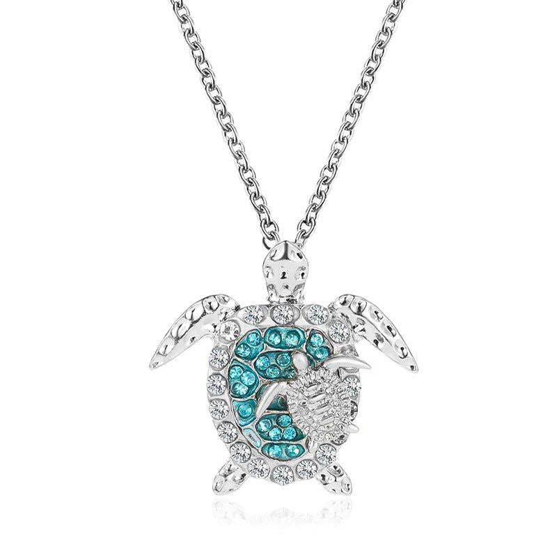 Clavicle Chain Blue Diamond Cartoon Marine Animal Pendant