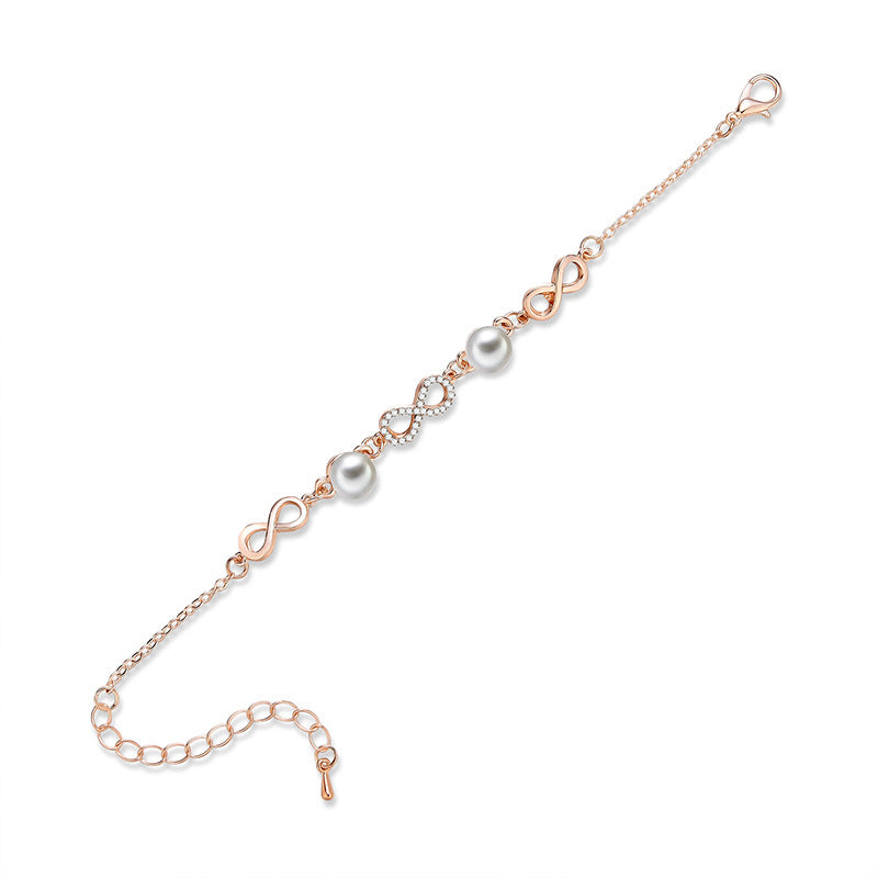 Pearl Embellished With Diamonds 8-shaped Adjustable Hand