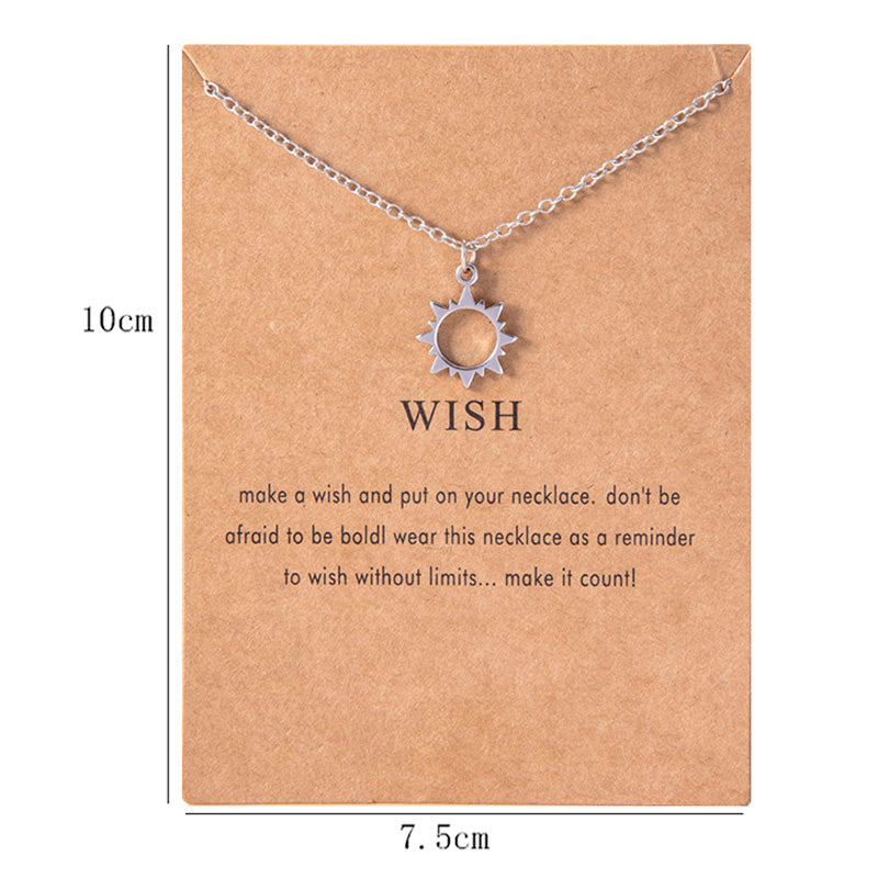 Fashion Silver Sun Stainless Steel Chain Necklace For Women