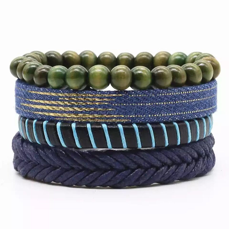 Woven Bracelet Leather Multi-layer Set Electroplated Black Eight Characters