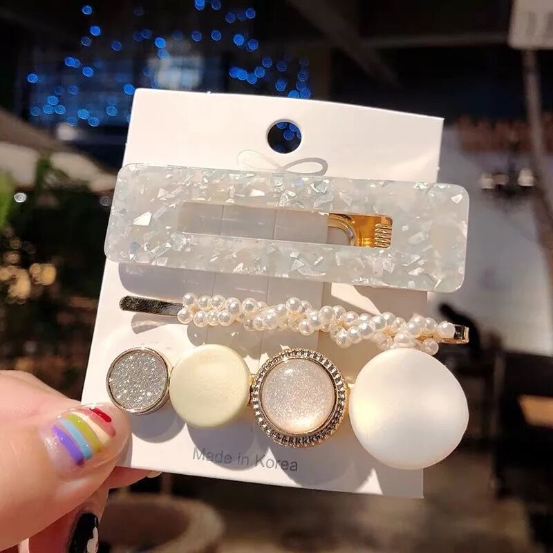 Korean Version Of The Word Clip Set Pearl Acetate Hairpin