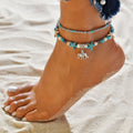 Conch starfish pendant rice bead anklet