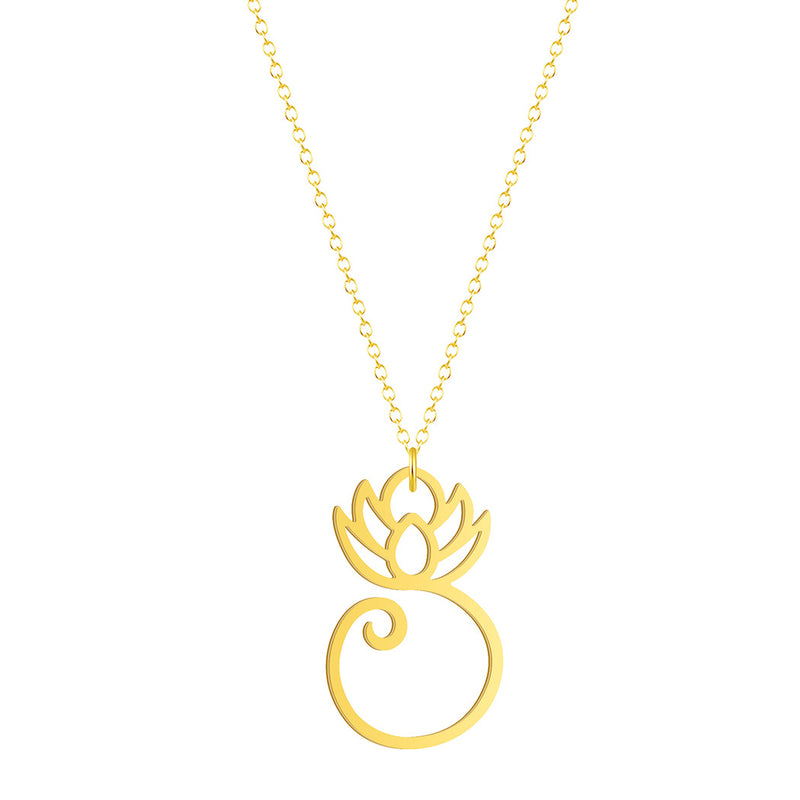 Stainless Steel Female Yoga Lotus Pendant Necklace Clavicle Chain