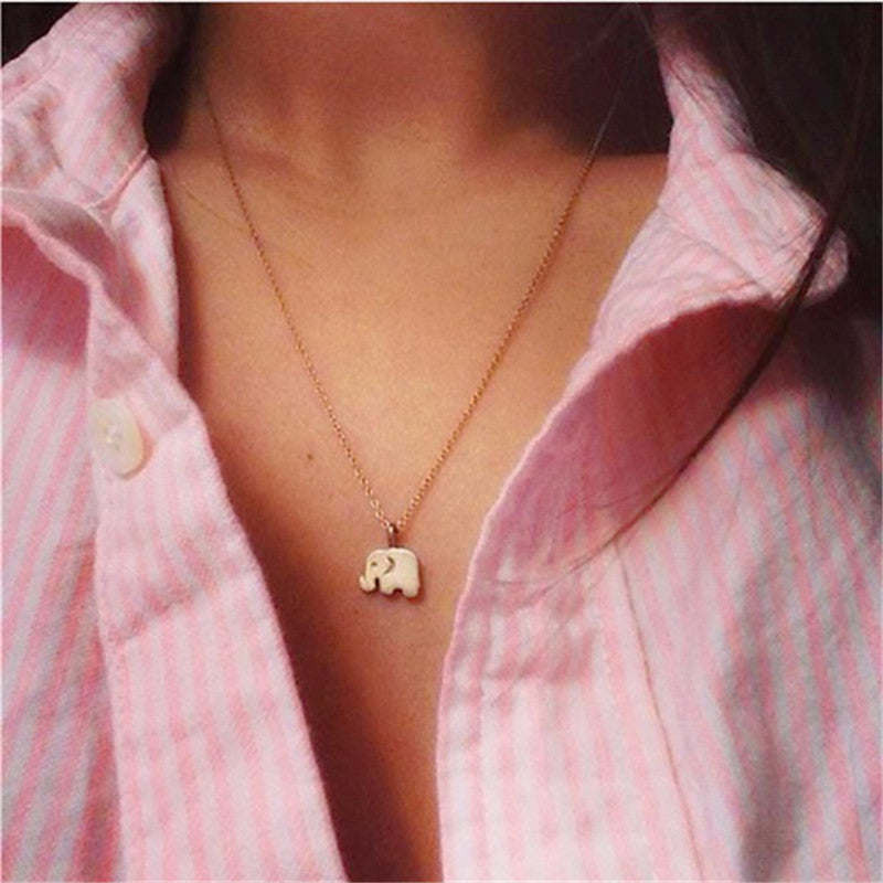 Fashionable Cute Two-tone Mini Elephant Pendant Necklace