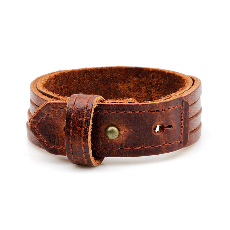 Retro Simple Leather Bracelet Men's All-match Punk Rock Leather Bracelet