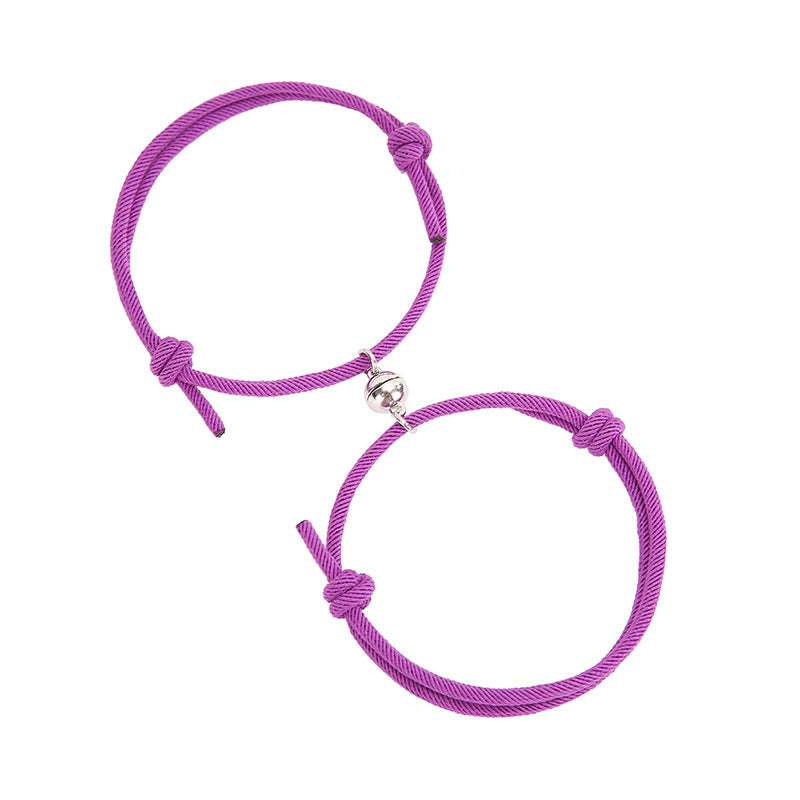 Alloy Simple Milan Rope Bracelet With Attracting Magnet For Couples