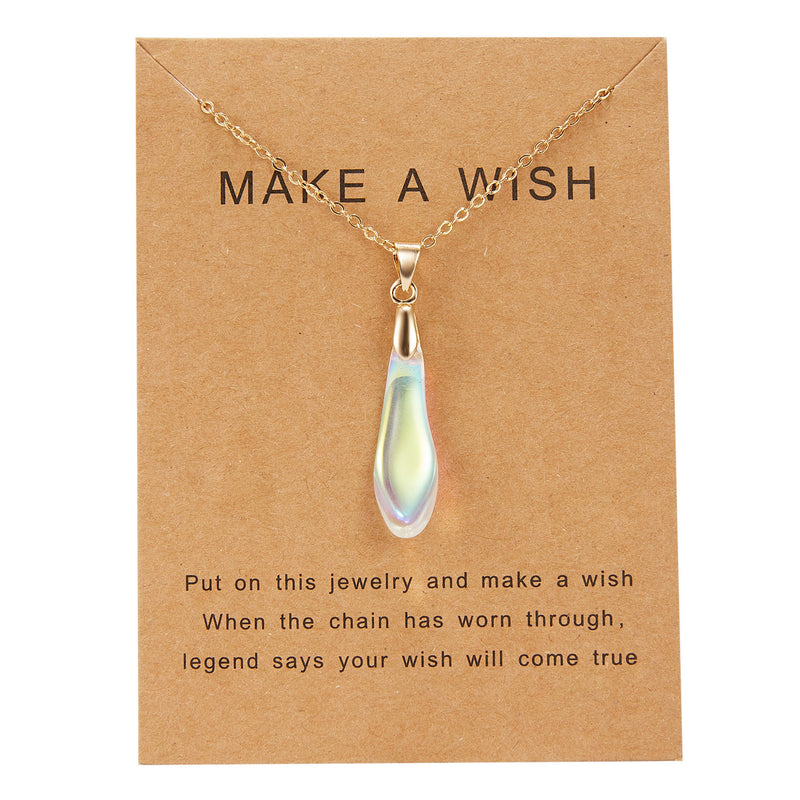 Multicolor Opal Water Drop Paper Card Necklace