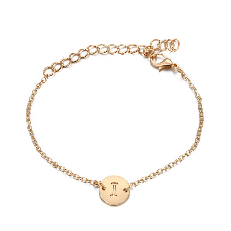 DIY Letter Bracelet Anklet Gold Small Circle Glossy Letter Bracelet