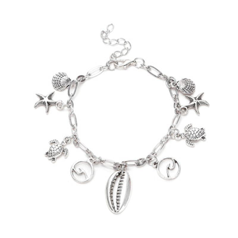 Beach Ocean Series Starfish Wave Shell Turtle Pendant Anklet