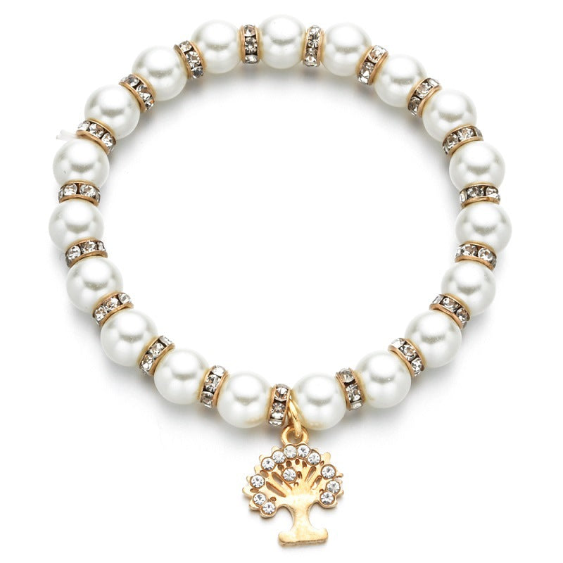 Natural Freshwater Pearls Bracelet with branches, palms, big trees, rudders, love hearts, owls pendants