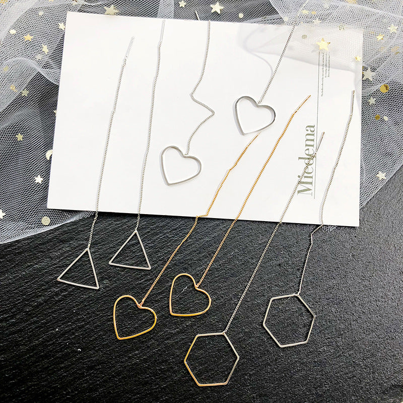 European Simple Love Triangle Hexagonal Ear Line