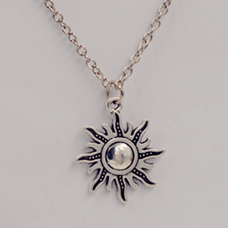 Moon Sun Short Necklace Unisex Alloy Electroplating Tattoo Pendant