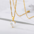 Sweet Heart-shaped Inlaid Zircon Pendant Necklace Women