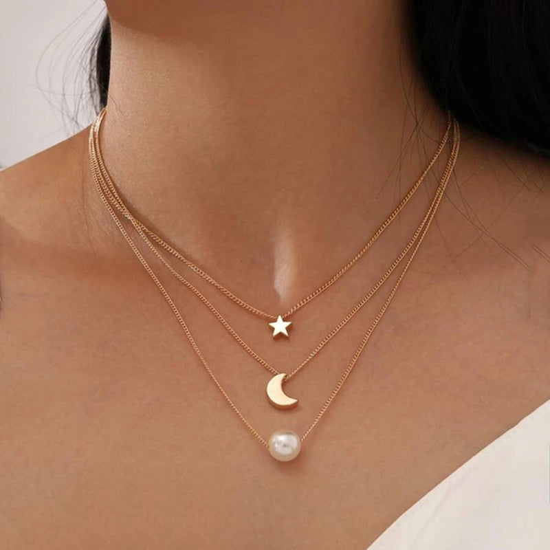 Necklace Simple Double Layer Small Peach Heart With Diamonds