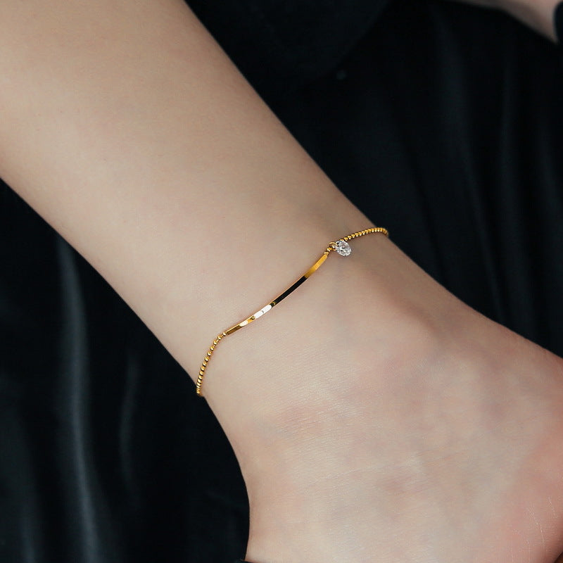 New Ladies 18K Gold Anklet Smile Zircon Simple