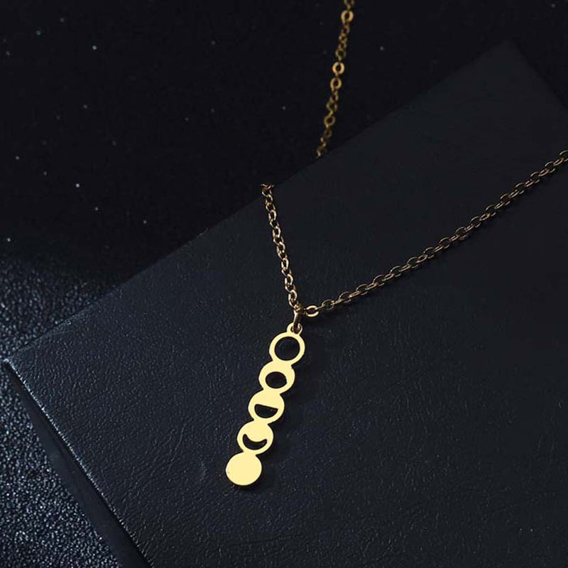 Women's Moon Phase Shape Space Themed Pendant Necklace