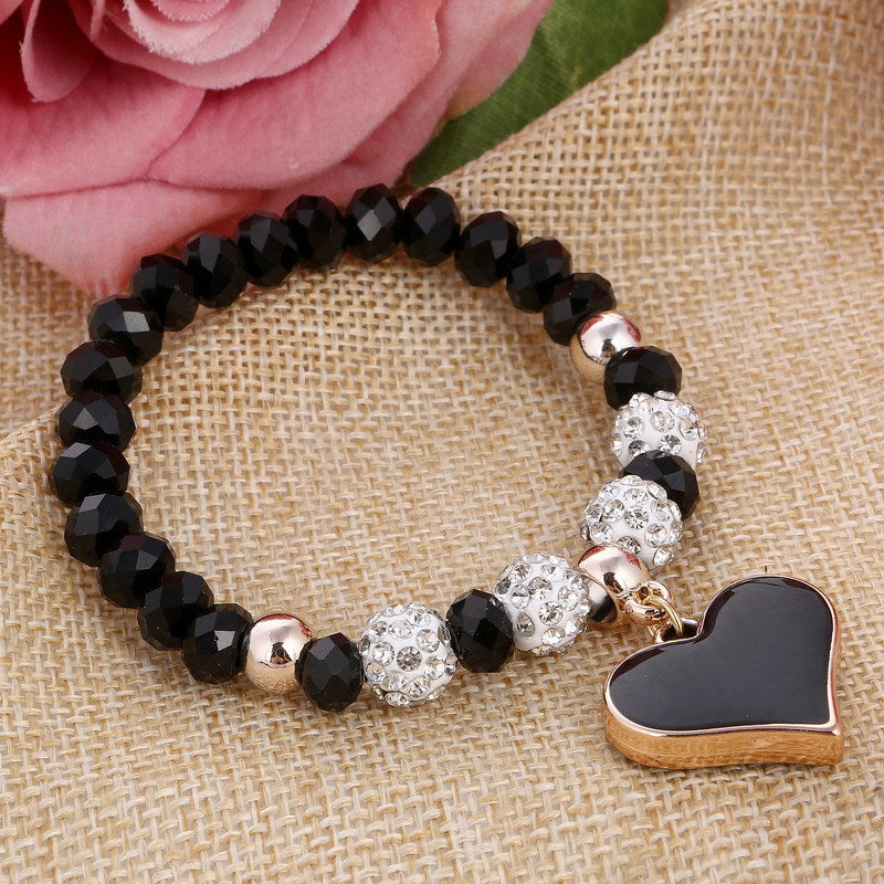 Fashion Sweet Love Pendant Crystal Bracelet Women