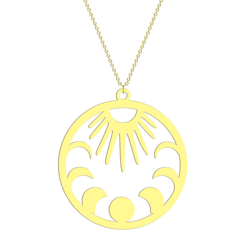 Men's And Women's Personality Simple Stainless Steel Sun And Moon Necklace Pendant