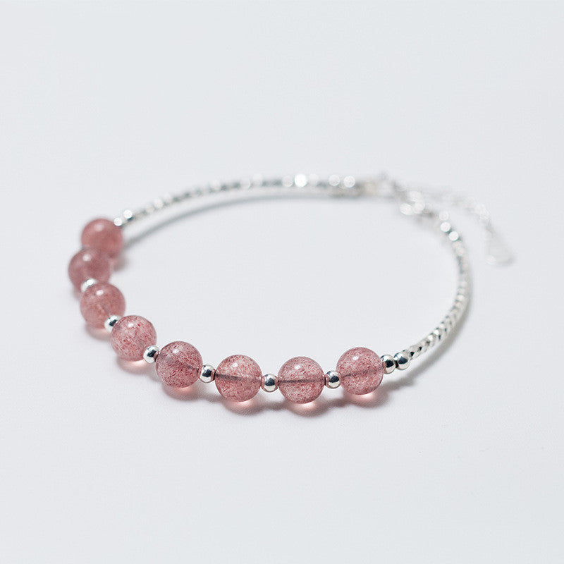 S925 Silver Bracelet Women Sweet Strawberry Crystal Bracelet