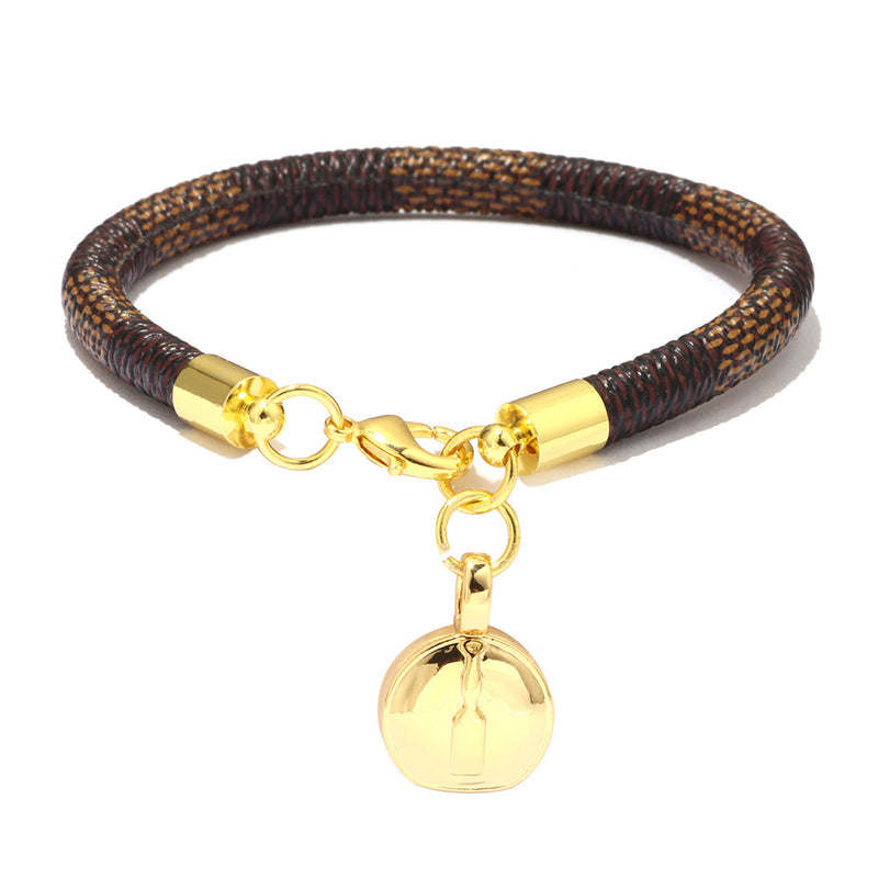 Mini Peach Heart Pendant Striped Bracelet