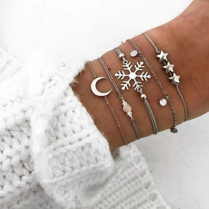 Snowflake crescent bracelet