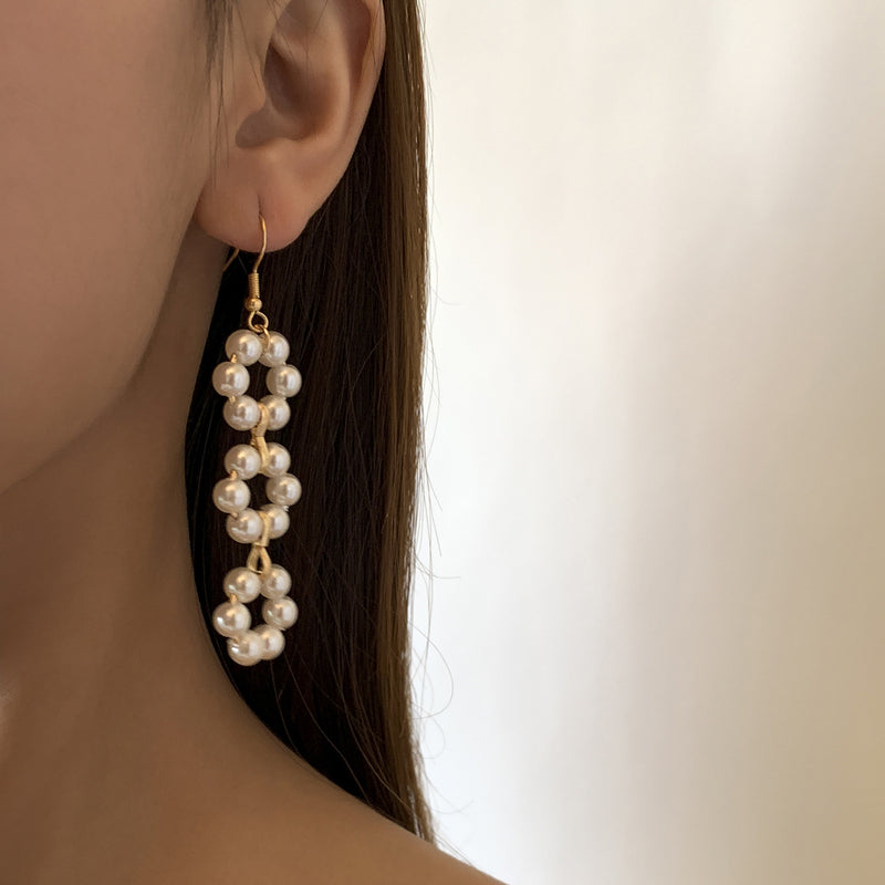 Jewelry Simple Style Pearl Flower Tassel Earrings