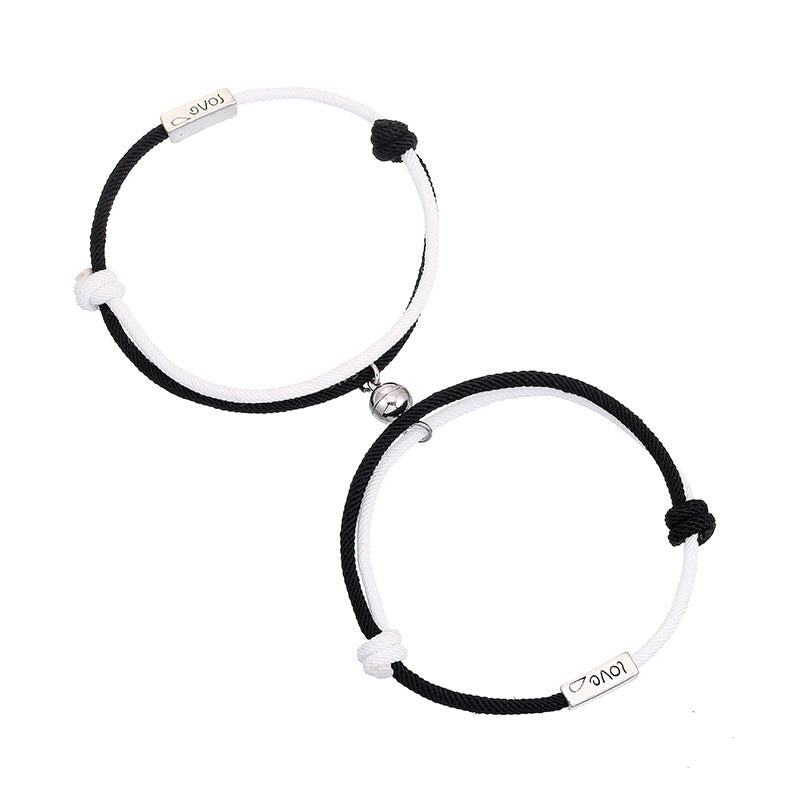 Two-tone Milanese rope couple bracelet