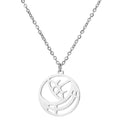 Geometric Round Simple Necklace With Lady's Stainless Steel Moon Eyes Pendant