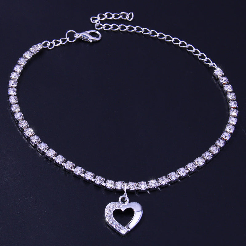 Beach Rhinestone Women's Fashion Simple Love Anklet