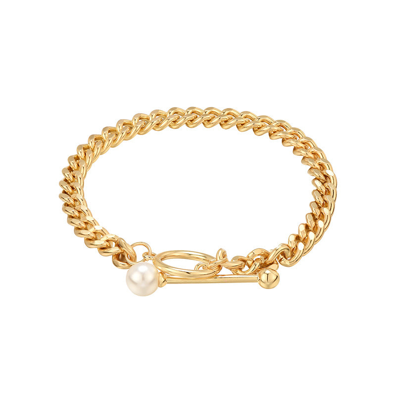 Geometric Copper Chain T-buckle Bracelet