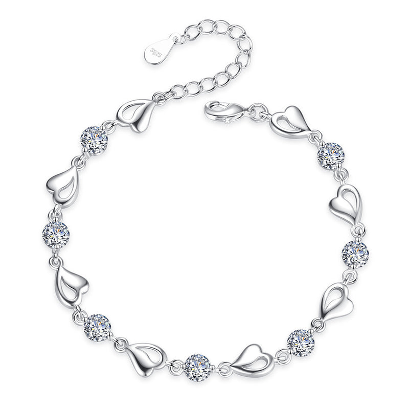 Women's Hollow Out Heart Silver Plated Bracelet