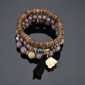 Bohemian Elephant Fringed Pendant Wood Beads Multi-layer Bracelet