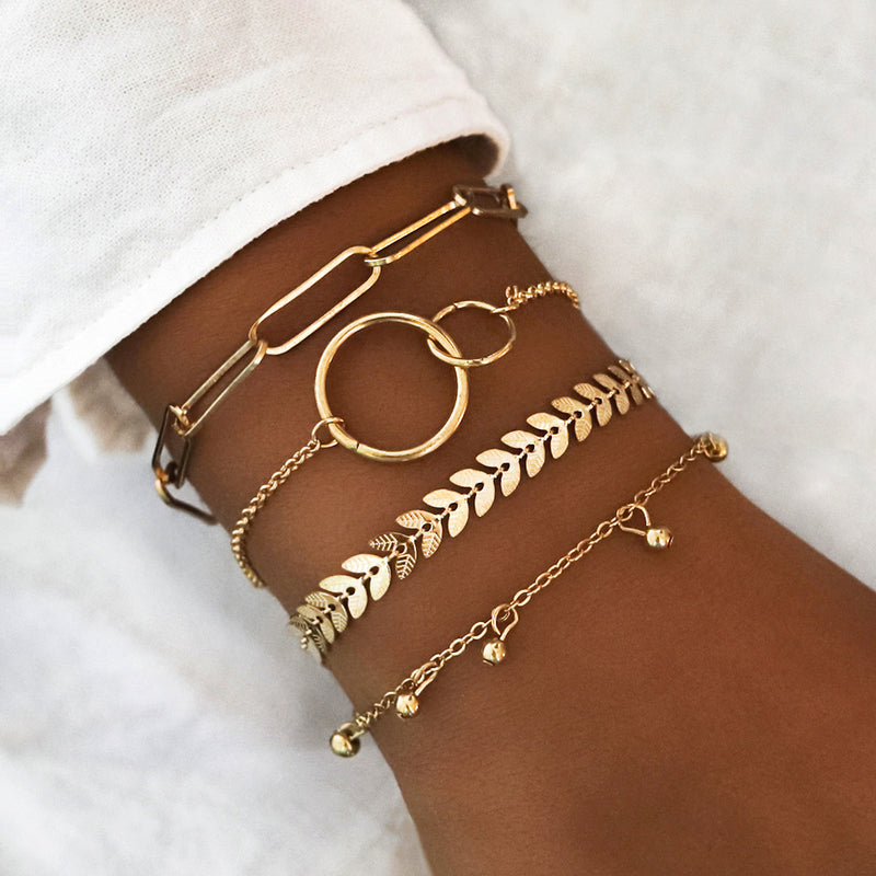 Alloy geometric plating bracelet