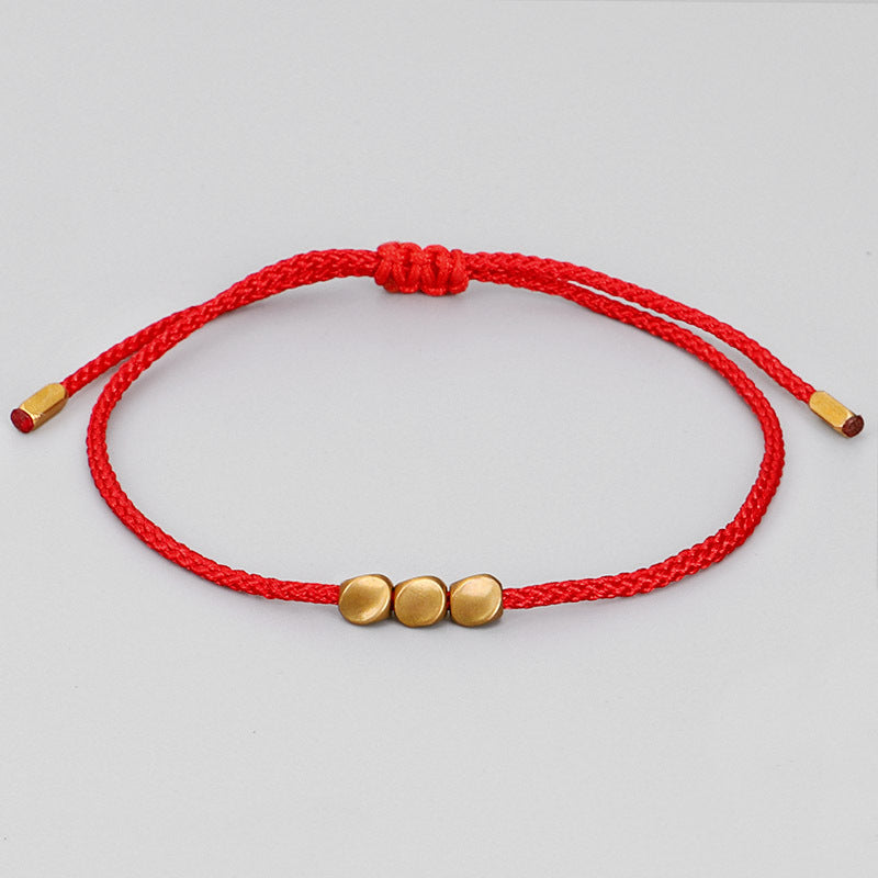 Irregular Black Rope Copper Beads Bracelet
