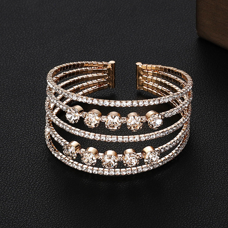 Bridal Accessories,  Temperament Full Diamond Elastic Bracelet