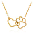 Women's Hollow All Match Dog Paw Peach Heart Necklace