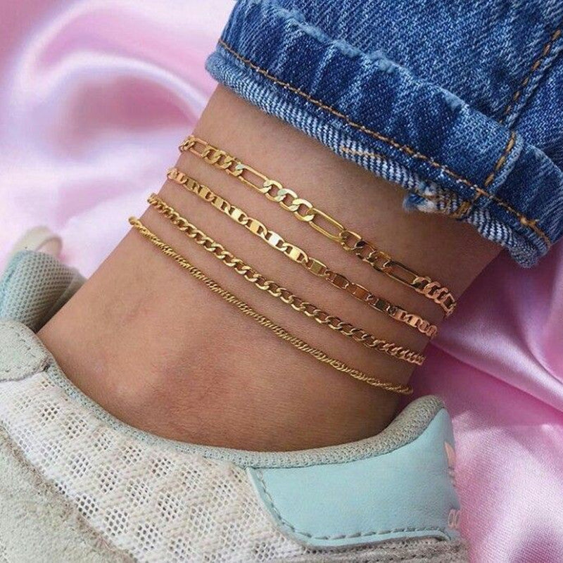 Fashion simple multi-layer anklet