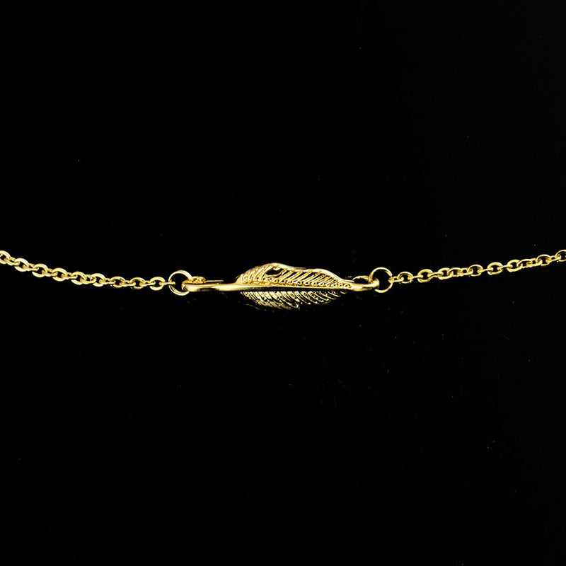 Rose Gold Feather Leaf Delicate Bracelet Female Jewelry Bracelet Girl Alloy Chain