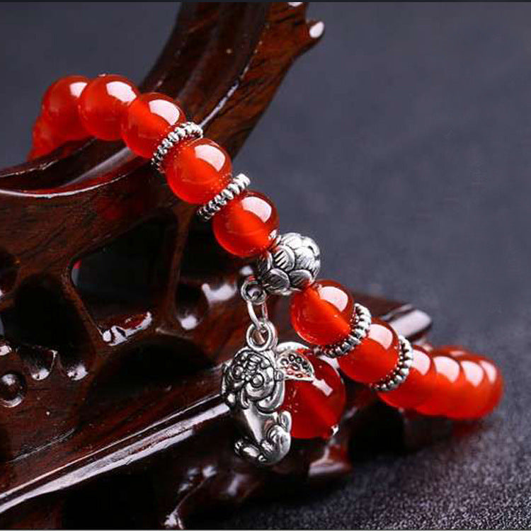 Natural red agate bracelet