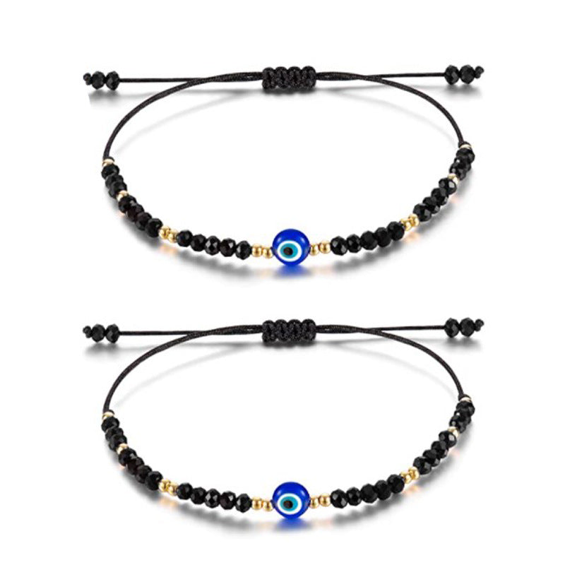 Red And Black Ball Eye Braided Bracelet