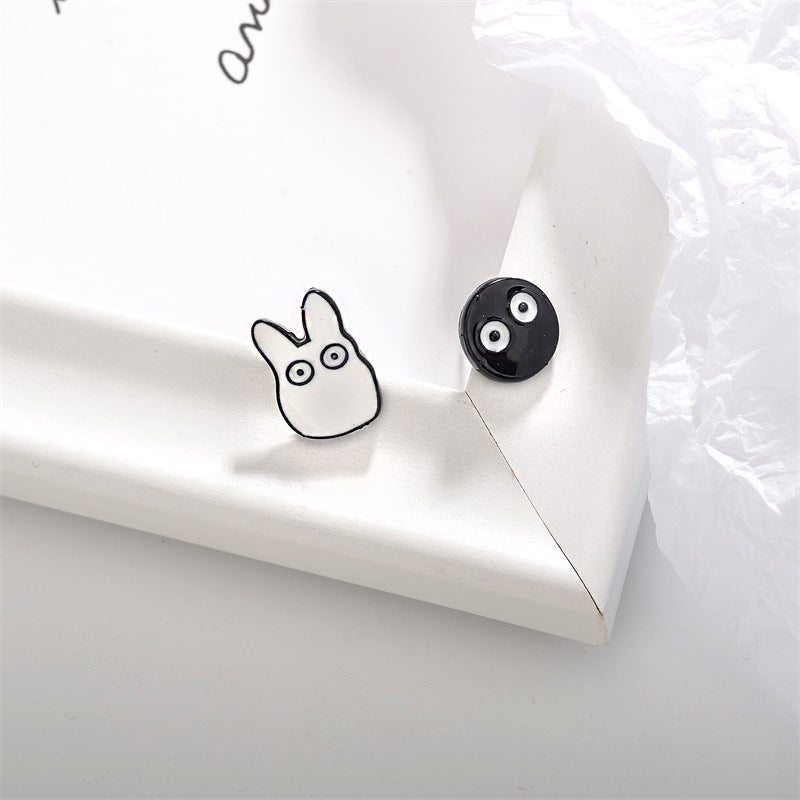 Japanese Cartoon Cute Asymmetrical Earrings French Retro