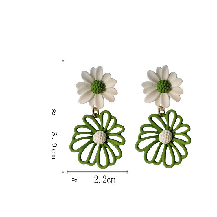 Silver Needle Small Flower Earrings Trendy Temperament Daisy