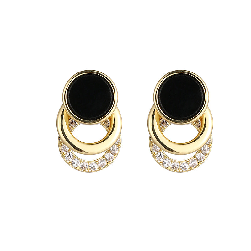 Fashionable simple full diamond all-match earrings