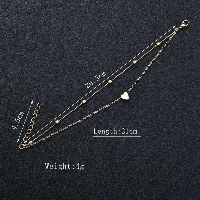 Women's Fashion Double Layer Love Beach Anklet