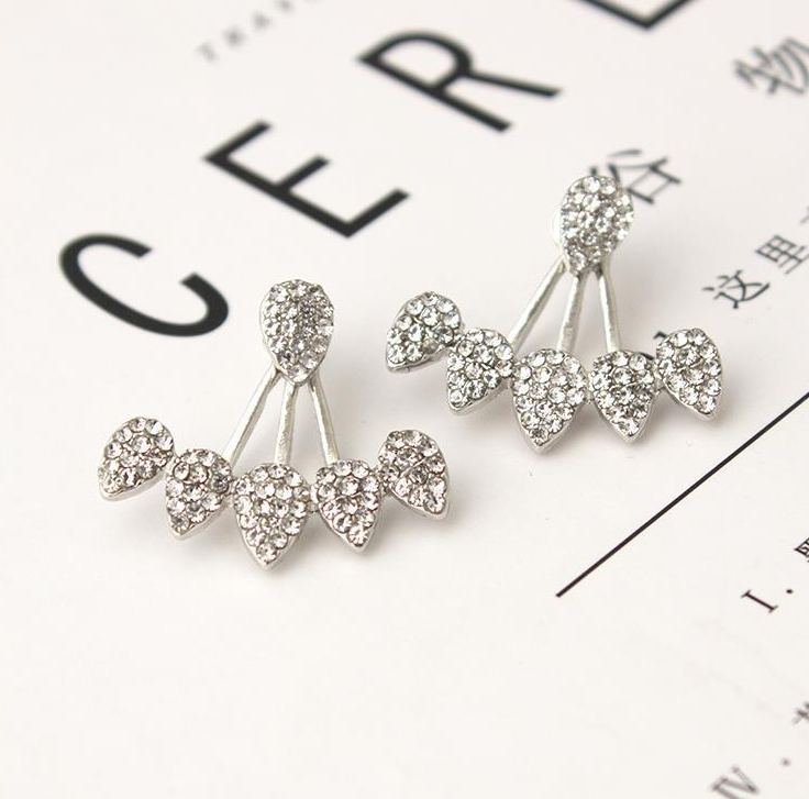 Personalized design Europe and the United States more water drops full of earrings new front and rear earrings earrings